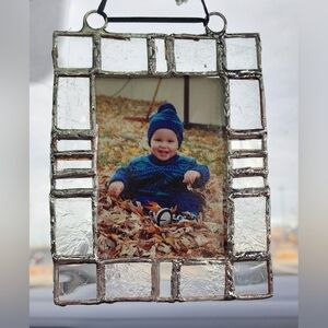 Stunning Glass Picture Frame with Silver Detailing